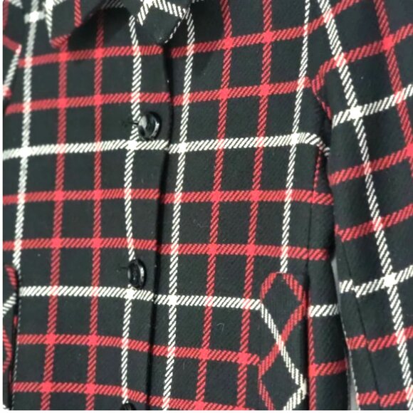 Tommy Hilfiger Red and Black Plaid Coat Wool Blend, Lined, Pockets, Size 4 - Picture 8 of 10